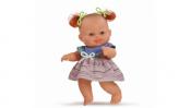 Младенец девочка европейка в полосатом платье, 22 см