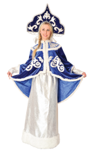 Карнавальный костюм "Снегурочка (с кокошником, парч. Юбка)", 44-46 размер