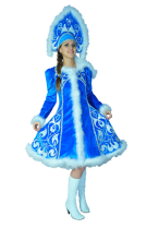 Карнавальный костюм "Снегурочка велюр с аппликацией", 46-52 размер